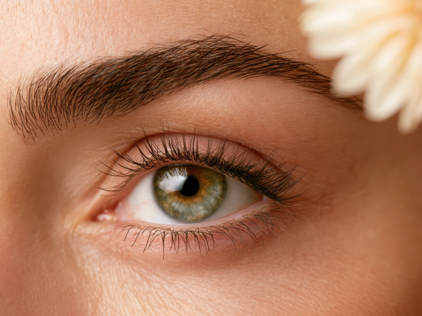 brow lift results defined eyebrow and youthful eye macro shot of a womans eye with a groomed eyebrow